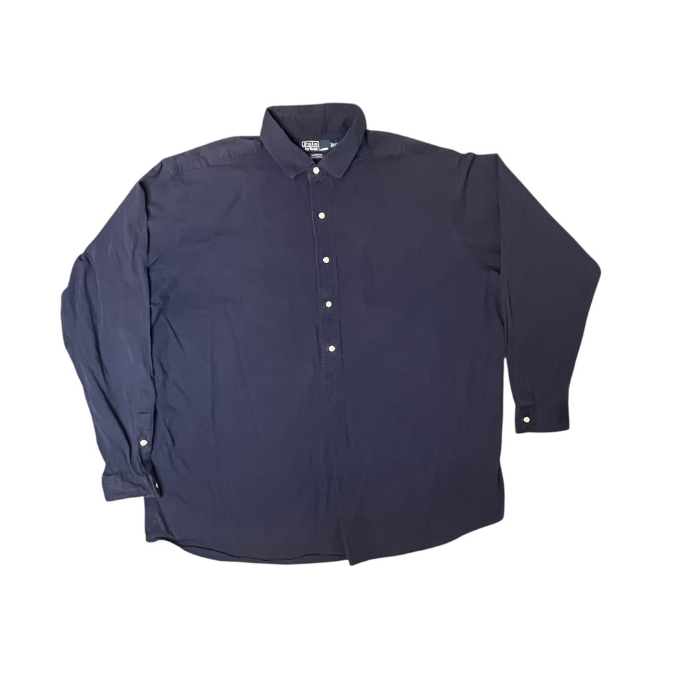 Vintage Polo Ralph Lauren Cambridge Shirt XXL Long Sleeve Navy Blue Preppy‎